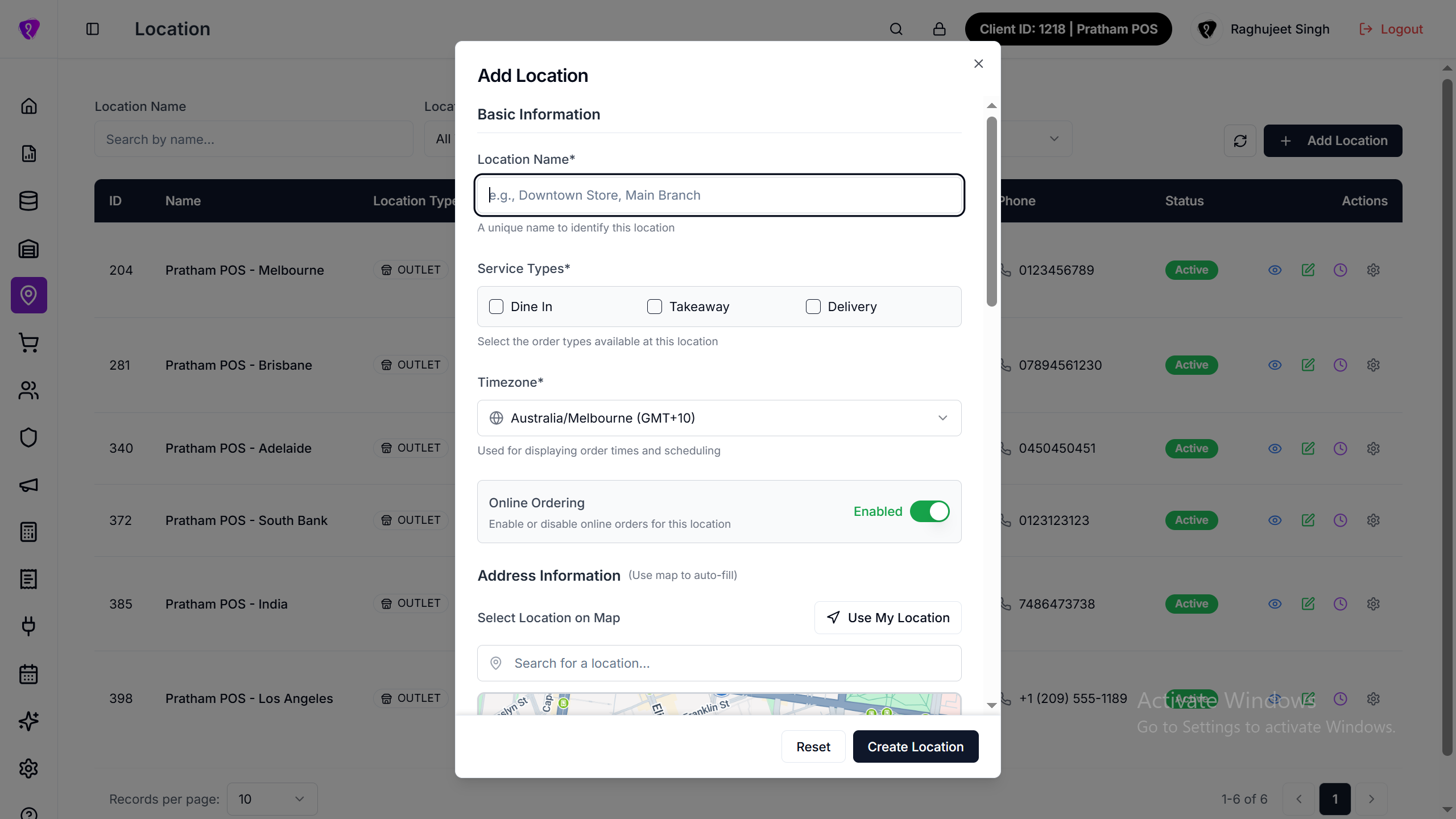 Add / edit location form